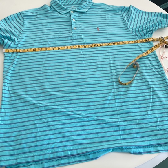 Peter Millar “Seaside Wash” 3 Button Short sleeve- Blue with Navy pin stripe-XL - Picture 7 of 12